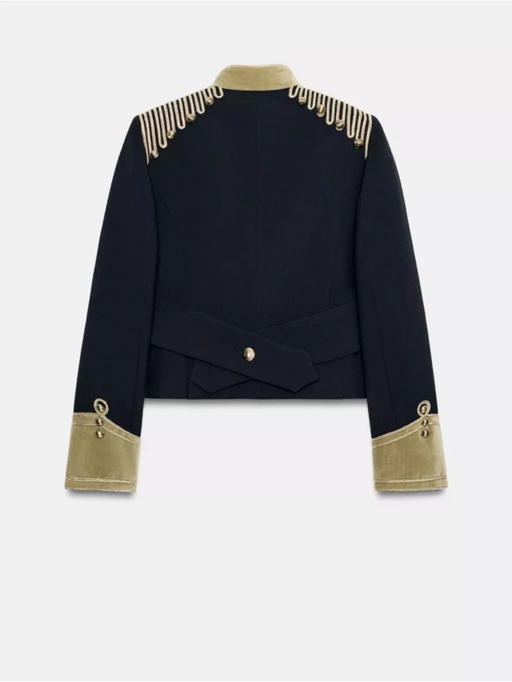 Zara limited edition Black Military-Style Blazer with Gold Trim. - Picture 2 of 12